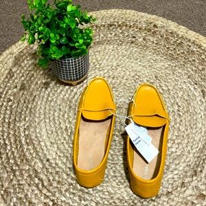 Mustard yellow faux leather moccasins from Old Navy